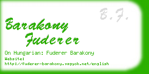 barakony fuderer business card